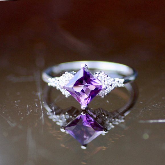 Handmade Sterling Silver Amethyst Ring, Art Deco, February Birthstone - Picture 3 of 7